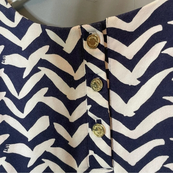 Lilly Pulitzer MED Navy & White I Got Lucky Bird Charlene Chevron Shift Dress - Picture 7 of 11